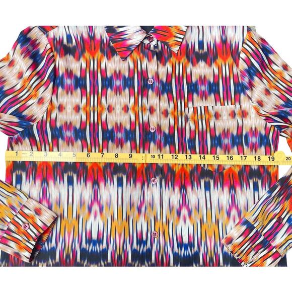 Le Superbe Button Down Blouse Ex Boyfriend Shirt Goa Goa Print – Size 0 / Small - Picture 13 of 14